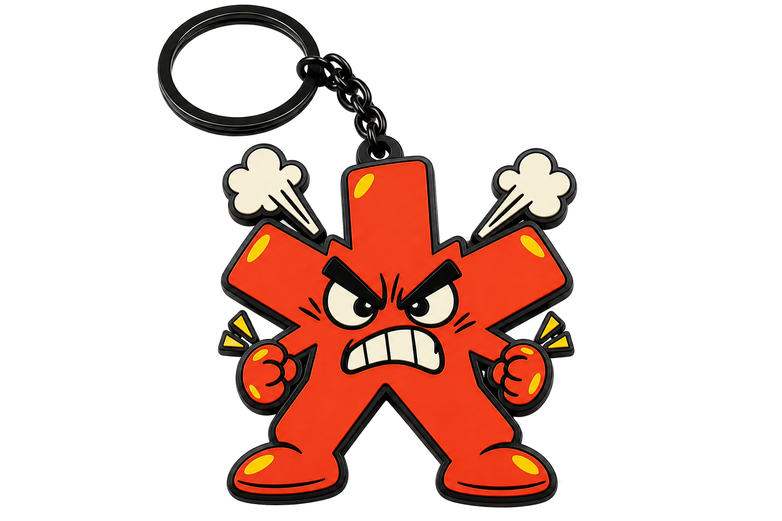 FCKSAKE angry asterisk mascot keychain