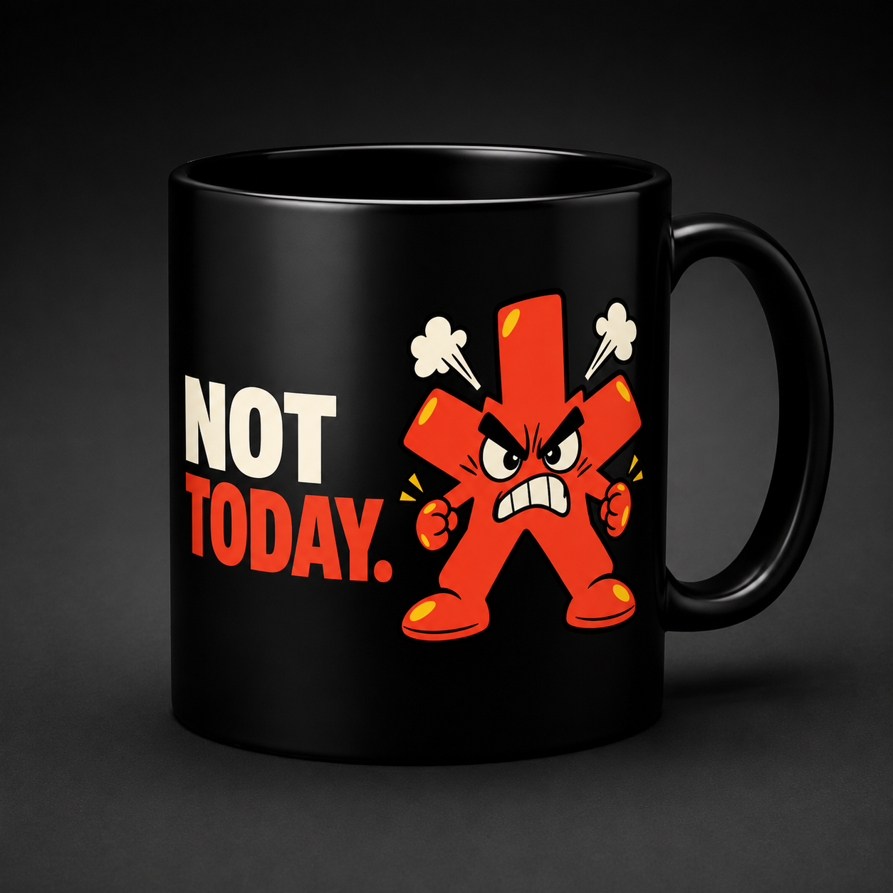 Black FCKSAKE mascot coffee mug
