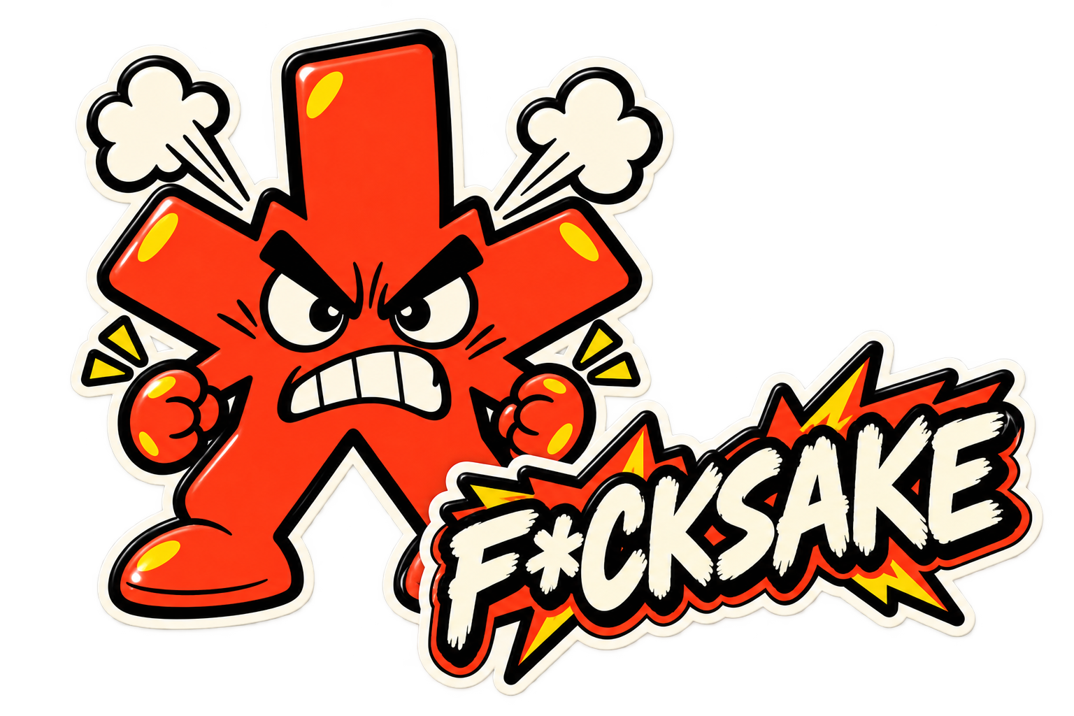 FCKSAKE mascot and wordmark sticker pack